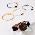 5 unidades / conjunto Conjunto de relógios de moda para presentes Relojes femininos com pulseira de quartzo Conjuntos de relógios de presente para mulheres com pulseira de vestido Relojes atacado